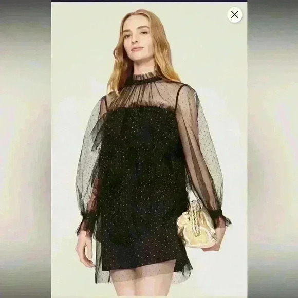 Adam Lippes Collective Black Tulle Dress Size 0 - Picture 1 of 11